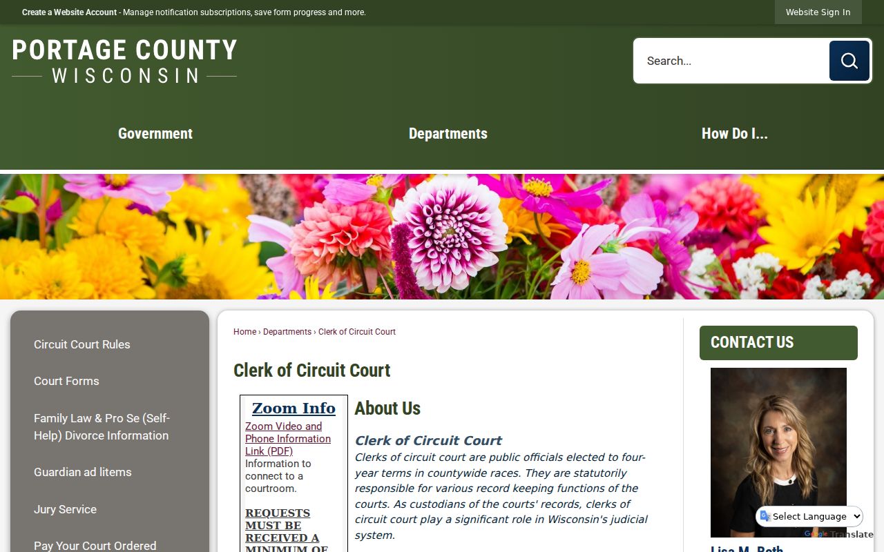 Portage County court docket Clerk of Circuit Court page