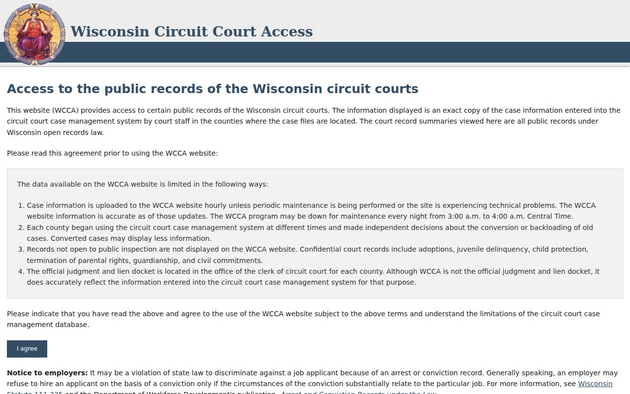 Portage County court docket WCCA public search interface